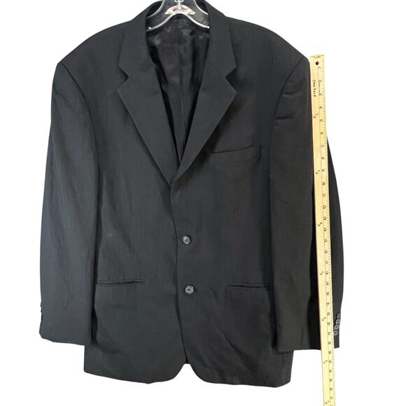 Pronto Uomo Suit Jacket Mens 42L Black Wool Sport Coat Blazer Business Classic - Picture 11 of 16